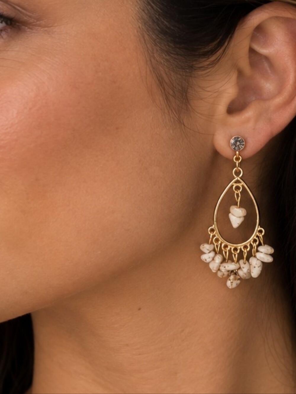💎 Gold Tone Rhinestone Pavé Drop Earrings Crystal Statement Dangle EUC